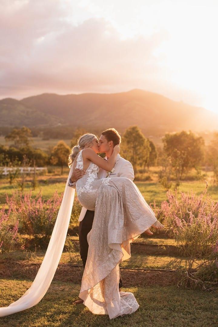 Amy & Tyson - A Romantic Kooroomba Lavender Farm Wedding - White Lily Couture