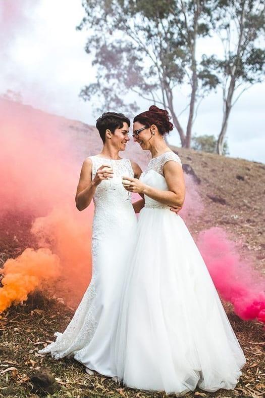 Tegan & Ena Celebrate in One of Australia's First Same Sex Marriages - White Lily Couture