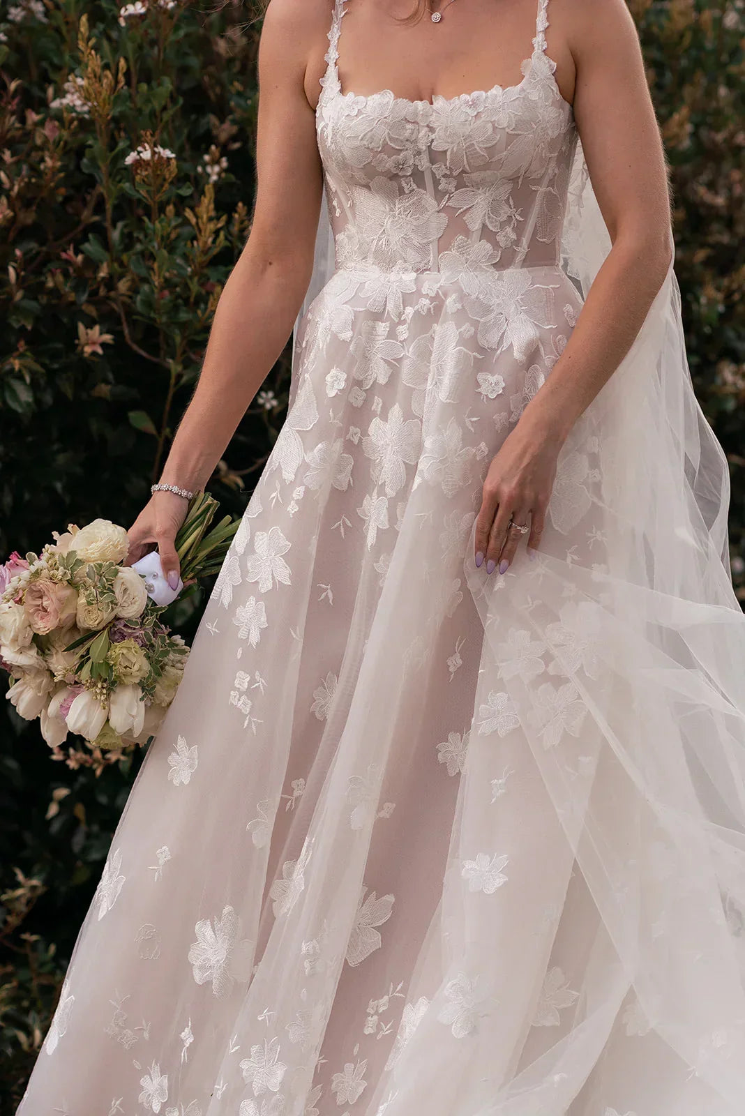 large floral lace wedding dress Sandy main image 1